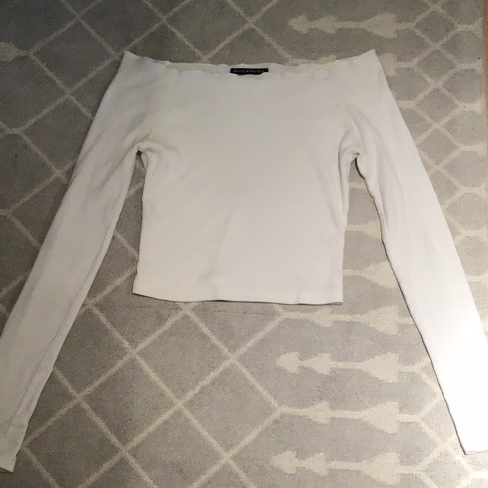 Brandy Melville Cream Fitted Crop Blouse